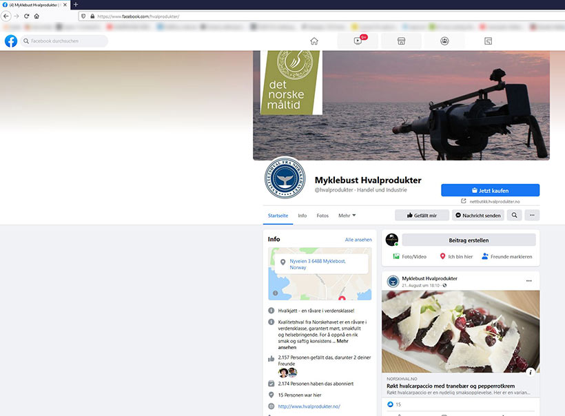 Bild: Facebook verstösst gegen internationales Recht, wenn sie zulassen, dass Fleisch von illegal getöteten Walen über Facebook verkauft wird